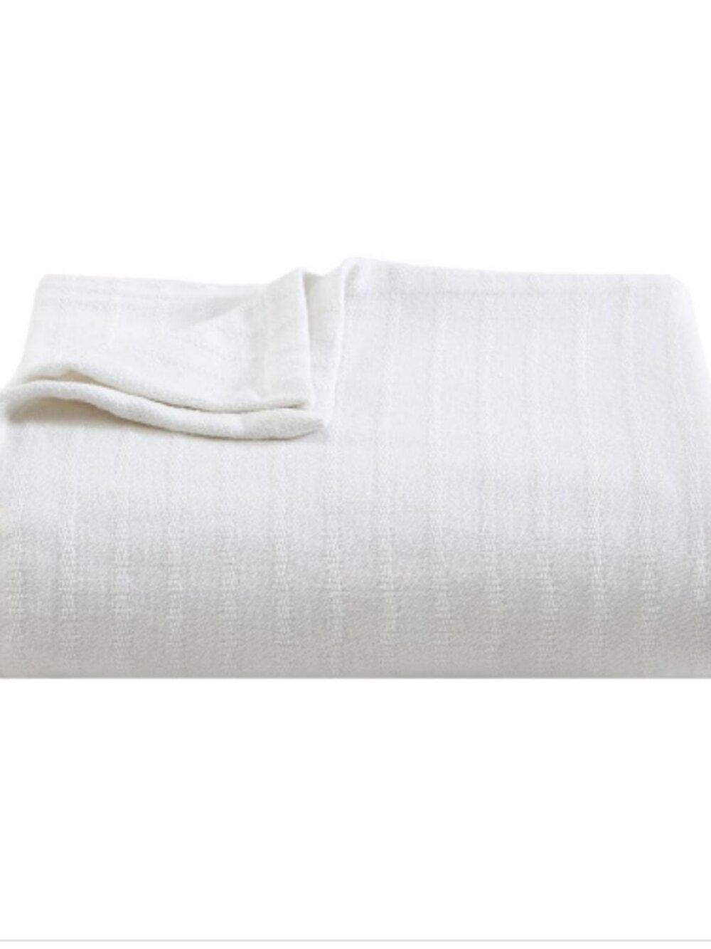 Vera Wang All Over Rib White Cotton Blanket, Full/Queen